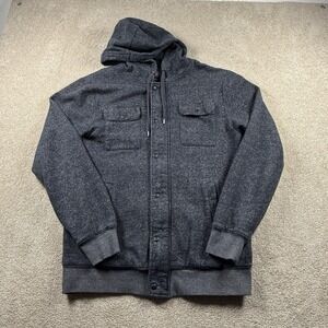 Quicksilver Men's‎ Full Zip  Large Gray Jacket Hood Pockets Thick Soft Street